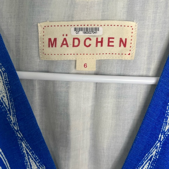 Anthropologie MADCHEN Skywriter Ikat Print Silk Linen Blend Maxi Dress Size 6 - Picture 5 of 15